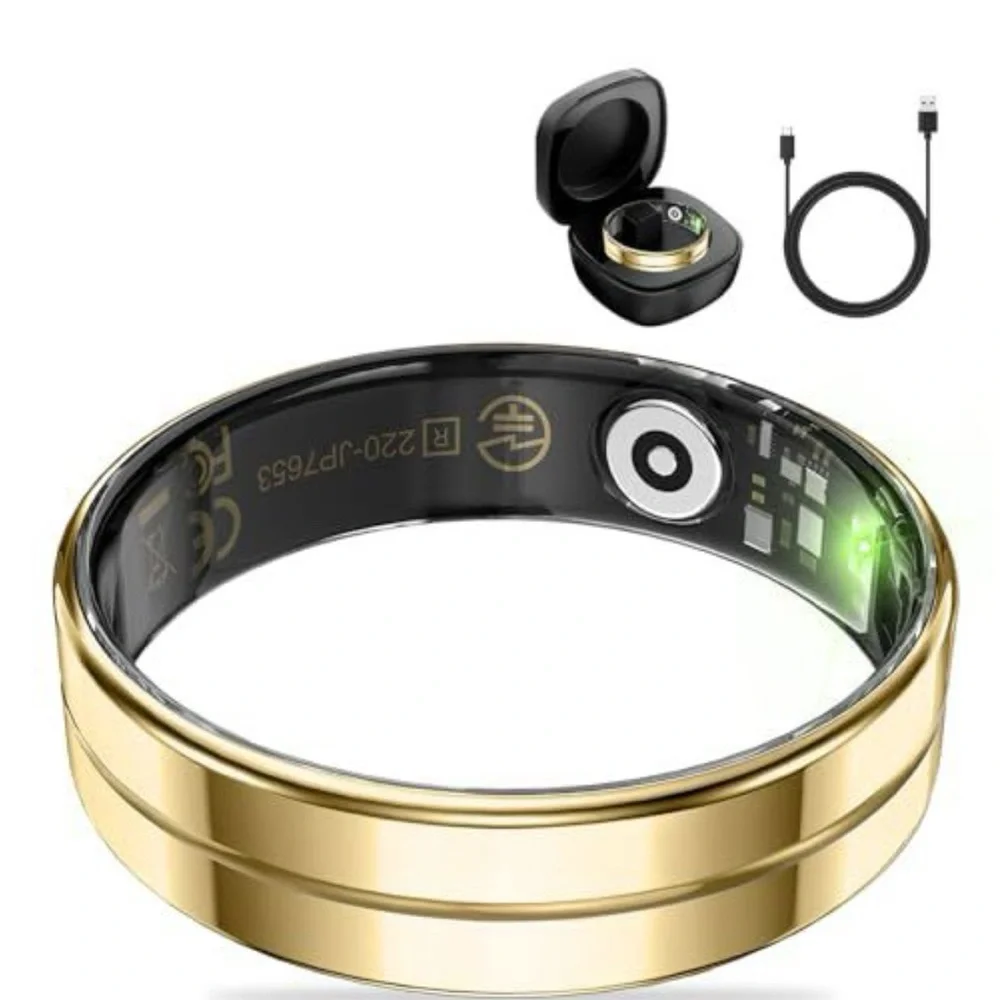 Gold Smart Ring with Charging Case